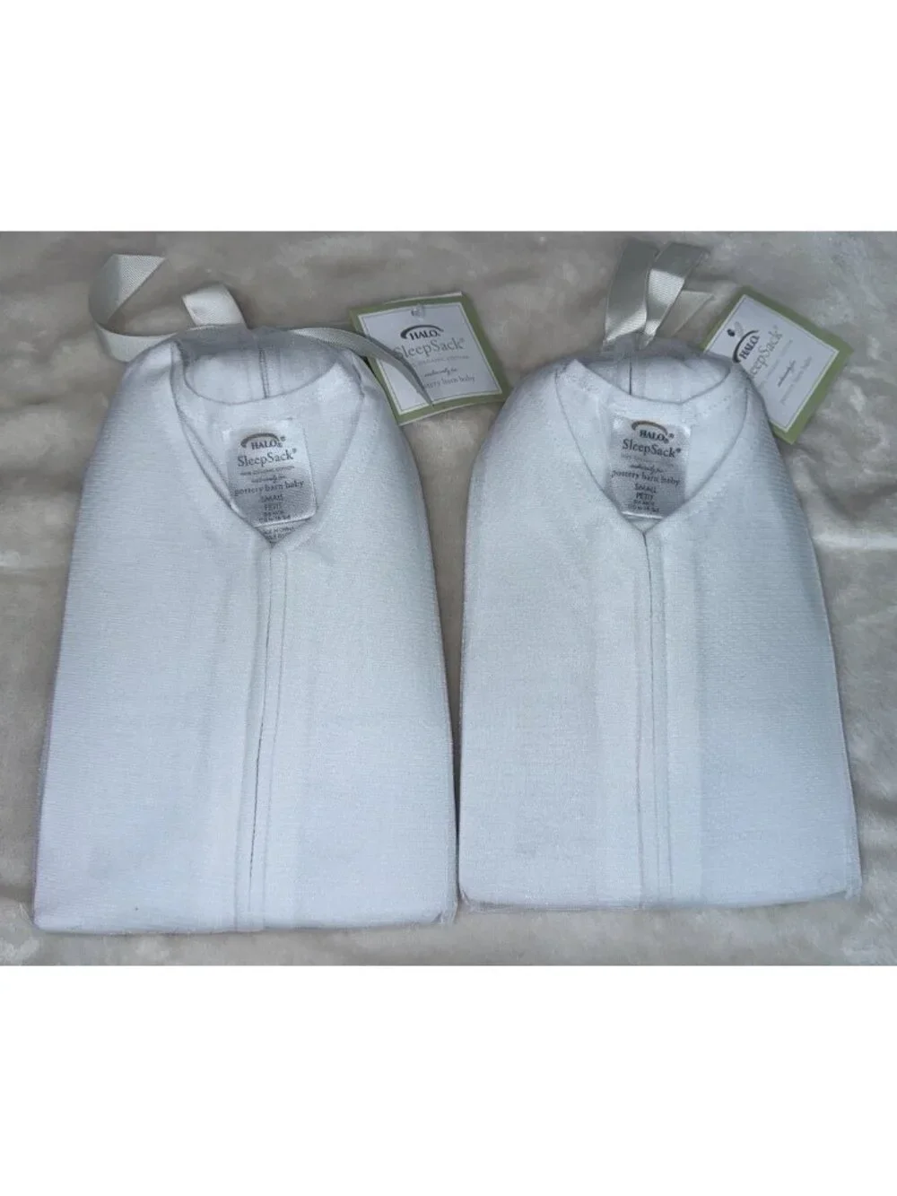 Set of 2 NWT POTTERY BARN BABY x Halo Sleep Sack Size Small/0-6 Months White